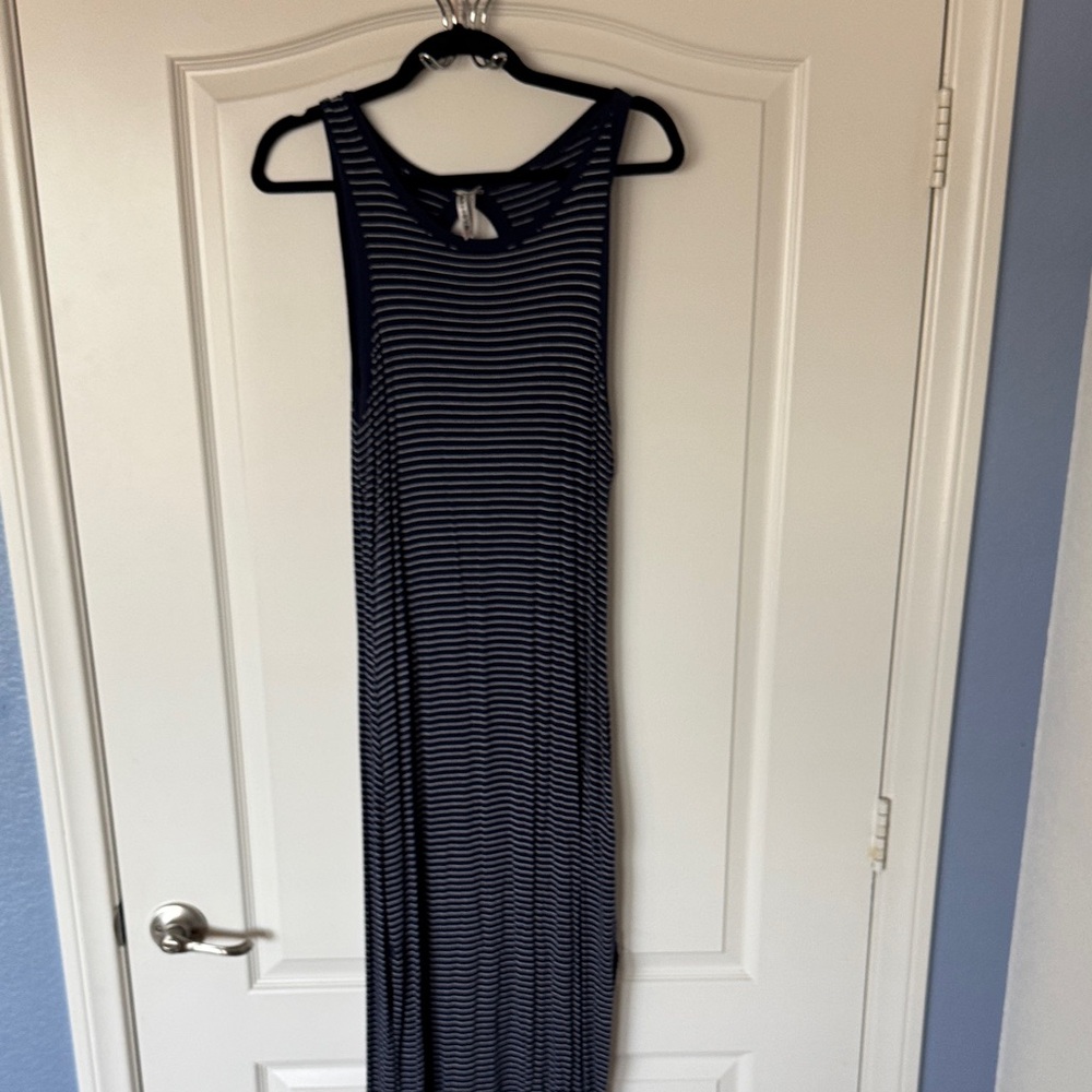 Navy and White Striped Maxi Dress